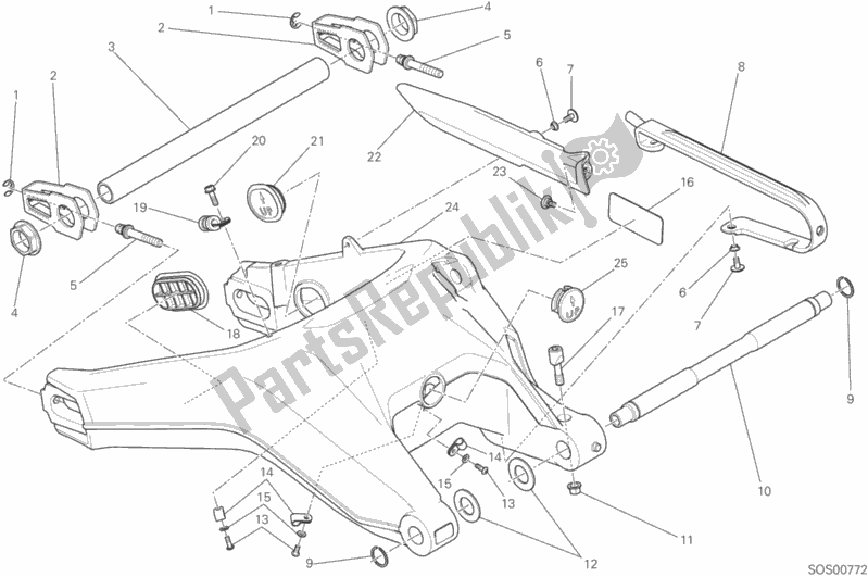 All parts for the Forcellone Posteriore of the Ducati Scrambler Classic Thailand USA 803 2016